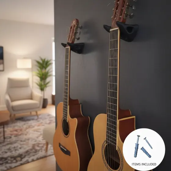 Suporte Parede Guitarra Violão Baixo Reforçado Moderno - Plástico Alta Resistência + Kit Fixação