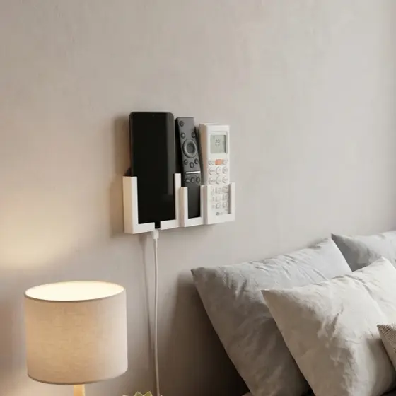 Suporte Triplo Parede Universal 2 Controles + Celular Fita dupla face Forte+ Porta Controle Fita LED