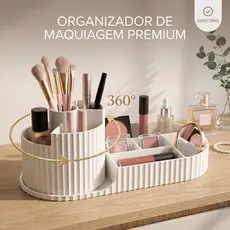 Organizador de Maquiagem Giratório 360° Premium Porta Pincel Perfume Cosmético Penteadeira Quarto