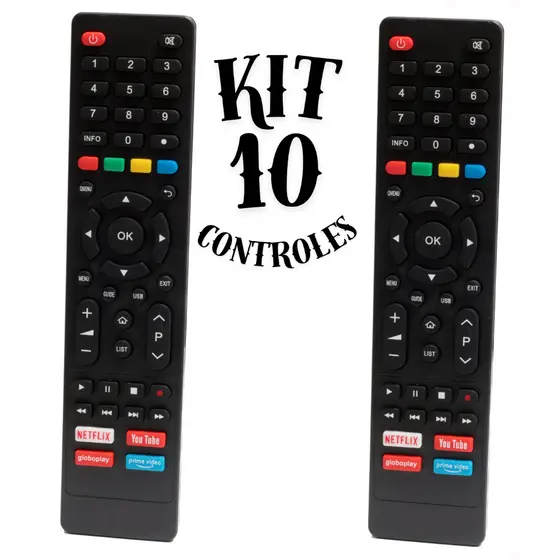 Kit 10 Controle para TV Philco: Netflix, Globoplay, YouTube e Prime