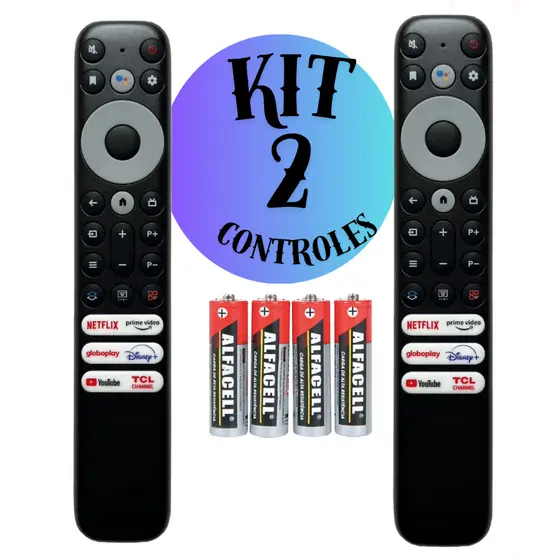 KIT 2 Controle TCL Smart 4K: Fácil Acesso a Netflix e YouTube