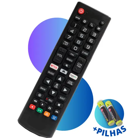 KIT Controle Remoto Compatível Para Smart Tv lg Com pilhas