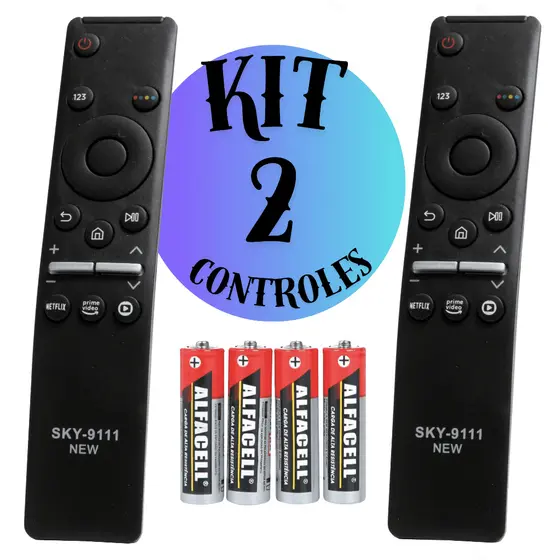 KIT 2 Controle para Tv Samsung Compatível com Smart Tv 4K Samsung Netflix Prime Video