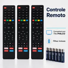 KIT Controle para Tv Philco Compativel com Smart Tv Philco Netflix Youtube