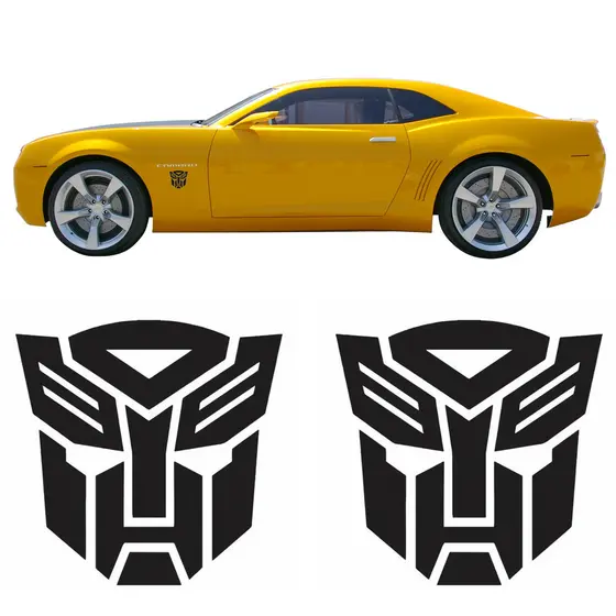 Par De Adesivo Transformers Carro Moto Etc Preto - Branco