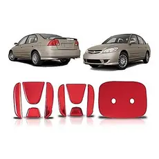 Kit Aplique Emblema Vermelho Civic 2001 2002 2003 2004 2005