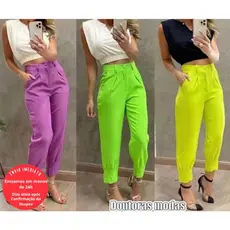 Doutoras Modas Calça Cenoura Jogger Alfaitaria Feminina Barra Com Ziper A815