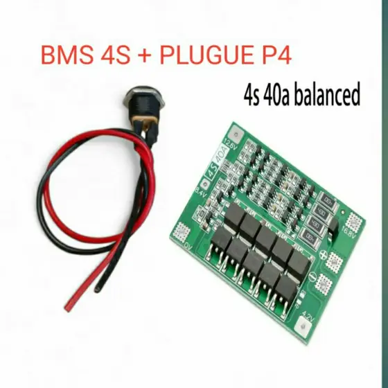 kit BMS 4S 40A e plugue P4  Para Bateria  Li-ion reparo parafusadeira som