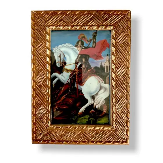 Quadro São Jorge Decorativo Com Vidro 20x15