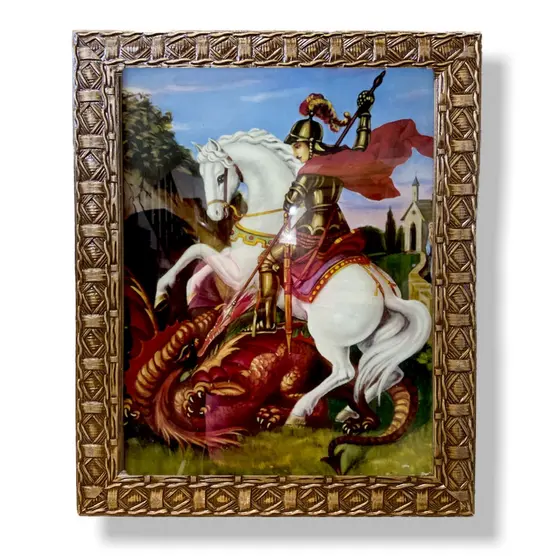 Quadro São Jorge Decorativo Parede Resinado 25x30