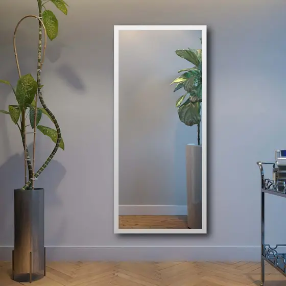 Espelho 40x80 com Moldura Branca Lisa Para Decoração