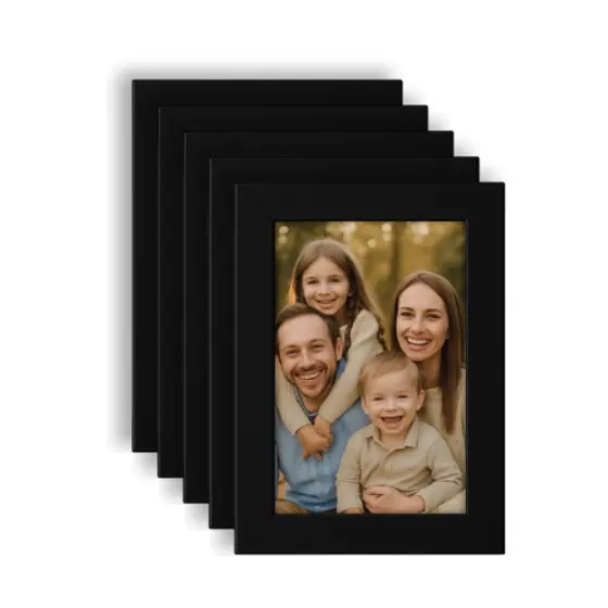 Kit Com 4 Porta Retrato 13x18cm Preto Com Vidro Decoração