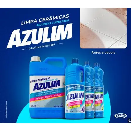 Limpador Multiuso Cerâmicas Rejuntes Azulejos Vasos Sanitários Lavatórios Mictórios Azulim 1lt