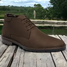 Bota de Couro Masculina com Cadarço Coturno Forrado Country Nobuck Casual Couro Legítimo