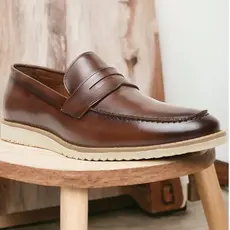 Sapato Social Masculino Italiano Mocassim Casual Loafer Slip On Sola Flat Leve e Confortável