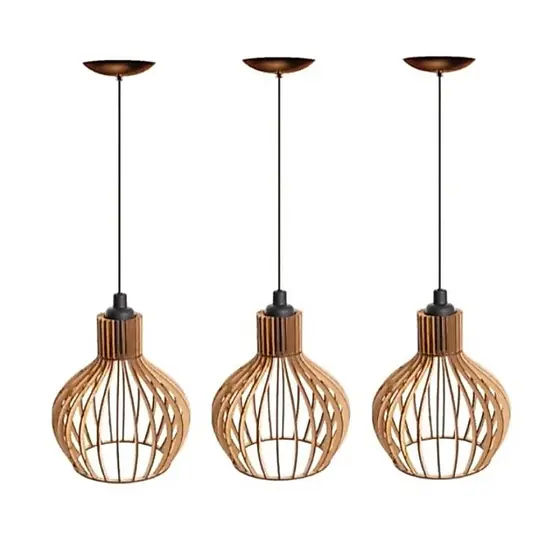 kit 3 Pendente Luminária de teto lustre para qualquer ambiente em MDF