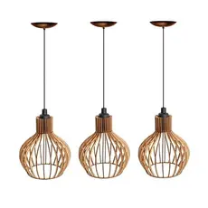 kit 3 Pendente Luminária de teto lustre para qualquer ambiente em MDF