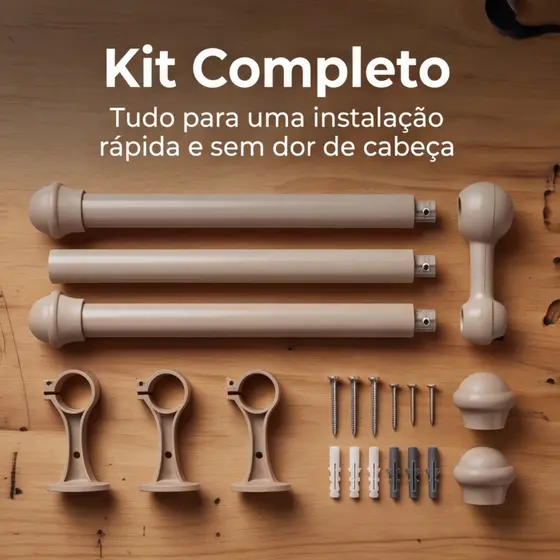 Kit Varão Simples Para Cortina 2,50 Metros 19mm Cores Diversas