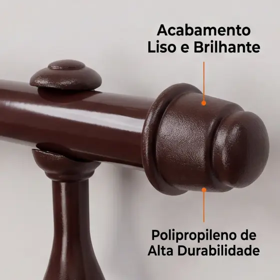 Kit Varão Simples Para Cortina 1,50 Metros 28mm Cores Diversas