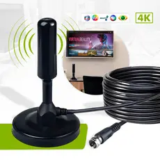Antena Digital 4k Smart Tv Full Hd Amplificada Interna E Externa Cabo 5 Metros Base Imã - Mtones