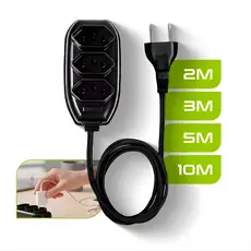 Extensão Elétrica 3 Tomadas Tripolar Bivolt 2 3 5 10 Metros Preto