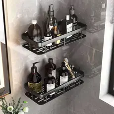 1/2 Peças Suporte de Canto e Reta Porta Shampoo Prateleira Para Banheiro Organizador com Adesivo