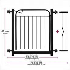 Grade Portão Proteção Pet Cachorro e Criança Cães 69 a 85 Cm Aço Resistente