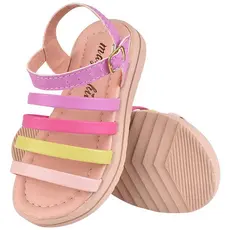 Sandália Feminina Infantil Leve de Tiras Coloridas Leve Confortável
