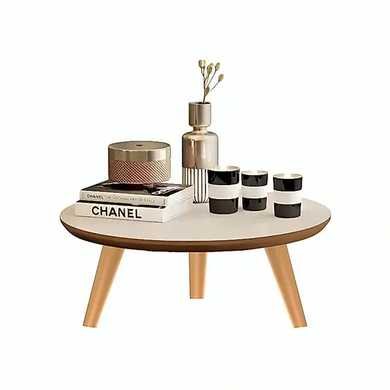 Mesa De Centro 45cm Redonda Com Pés Palito PVC Retro Decoração Sala De Estar Modernic