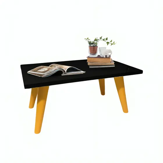 Mesa De Centro 50cm Retangular Com Pés Palito PVC Retro Decoração Sala De Estar Modernic