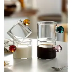 Kit 06 Xicaras Jogo Café 90ml Vidro Borossilicato Caneca Para Chá Cozinha Alça Colorida