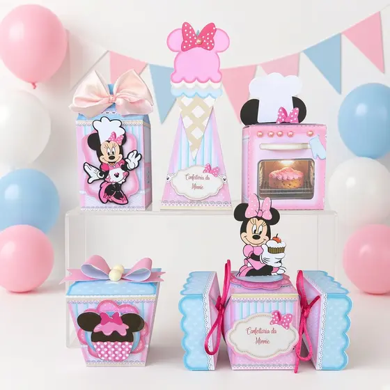 Kit Festa Caixinha Minnie Confeiteira Aniversário