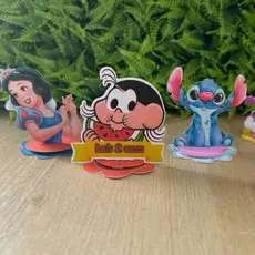 Kit Aplique 3D, 10, 20, 30 ou 40 und.Tag Personalizada Stitch, Sonic, Lego, Magali, Mario, Minnie, Circo e muito mais
