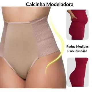 Kit 3 Calcinha Cinta Efeito Violão - Alta Compressão Cós Alto que Não Enrola Kit Com 2 ou 3 Peças