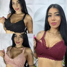 Kit 3 Sutiã Amamentação Reforçado Maternidade Sem Bojo De Renda Gestante e Pós Parto ENVIO IMEDIATO