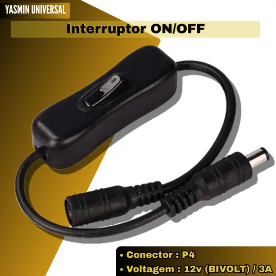 Interruptor Liga Desliga P4 Fita Led 12v Preto