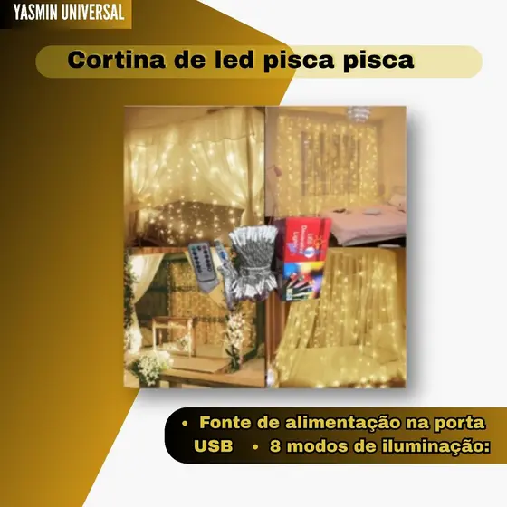 Cortina 4x3 led pisca pisca luz romântica pra casamento de natal Cascata Decoração Branco Quente