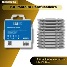 Kit Ponteira Parafusadeira Com 10 Bit Ponta Dupla Magnético