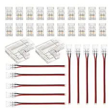 Conector Fita LED 8mm 10mm Emenda Reta L Kit 10 ou 20Peças Fácil Instalação
