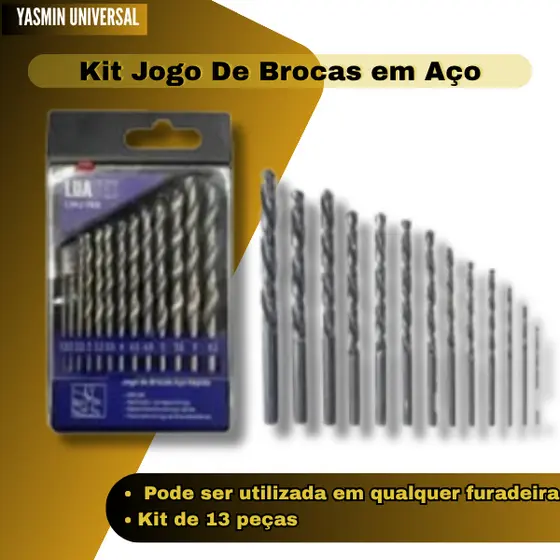 Kit Jogo De Brocas Em Aço Rápido P/ Metais 13 Pçs - Promoçâo