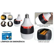 Lâmpada De Emergência Led Recarregável Luz Potente 20 ou 30w Dupla Função