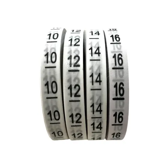 Etiquetas De Tecido Para Confecções - 10, 12, 14 e 16 - Kit 4 Rolos