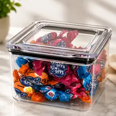 Pote Hermético 480 ml Quadrados Mantimentos Organizador Cozinha Acrílico