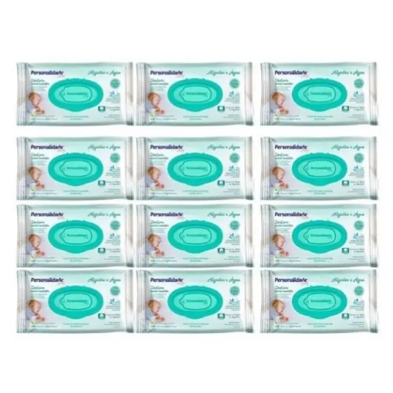Kit C12 Toalha Umedecida Baby Algodão e Água C50