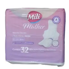 Absorvente Mili Mulher Noturno Discreto Fluxo Intenso com 32 unidades