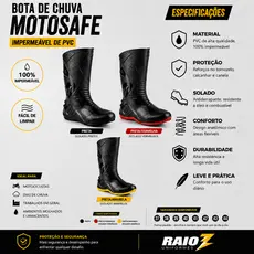 Bota Motoqueiro Motociclista Motoboy PVC Impermeavel Motosafe