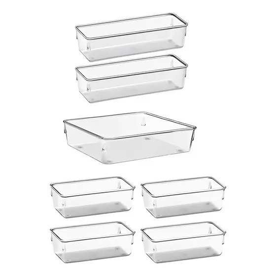 Kit 7 cesto organizador acrilico Multiuso Gavetas geladeira