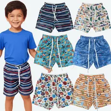 Kit Bermuda Infantil Menino Short Juvenil Tactel Masculina Moda Praia De Verão Com Bolso Traseiro