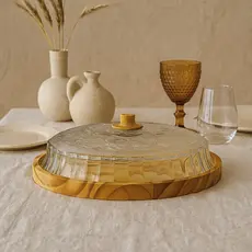 Porta Pudim Torta Saladeira Artesanal Madeira Boho Chic
