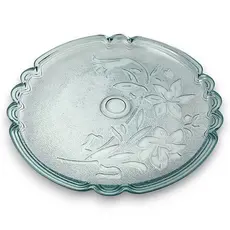 Prato de Servir Salada Pudim Doces Boleira Vidro Floral 32cm